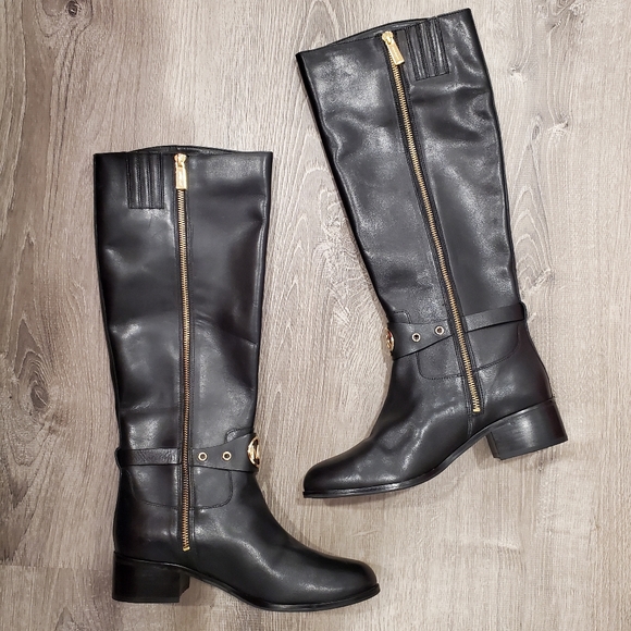 NEW Michael Kors Heather Black Leather Boots - Picture 11 of 14